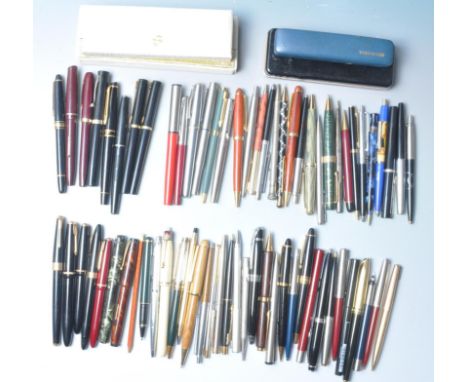 A large collection of vintage retro 20th century fountain pens and ball pens. The collection includes: The “Nova Pen”, W.A. S