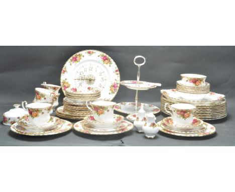 A collection of late 20th century vintage Royal Albert Old Country roses china to include tea cups and saucers, side plates, 