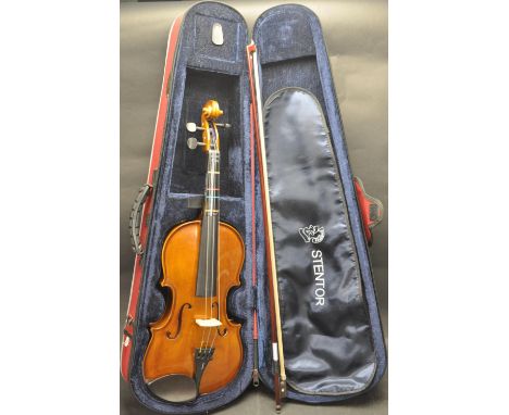 A contemporary Stentor Student II first frets&nbsp; 4/4 14" Violin / Viola together with bow. Comes with bespoke lined hard c