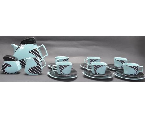 Art Deco revival Rosenthal Studio-Line ( Germany ) porcelain tea service comprising of cups, saucers, plates, sugar bowl and 