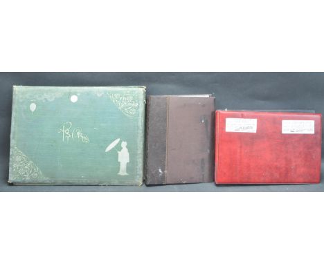 Postcards In Albums - a collection of x3 vintage albums of postcards, to include; an Edwardian album of cards all appearing t