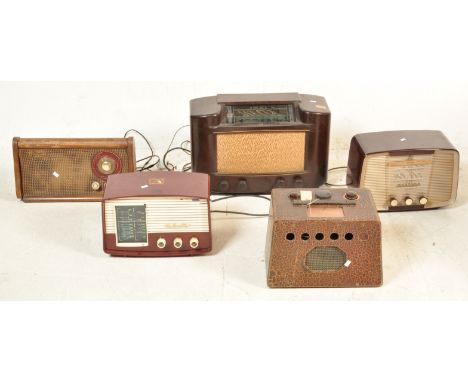 A collection of four vintage retro mid 20th valve radios receivers. The collection includes a Philips radio vintage frontal s