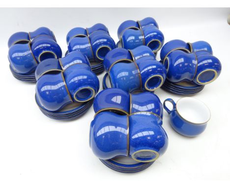 Set of twenty-eight Denby Imperial Blue cups and saucers, extra cup 