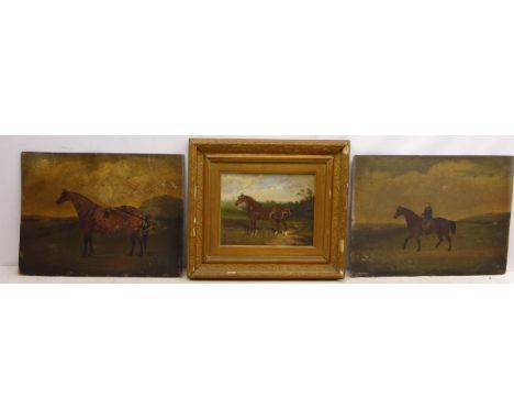 Horse Portrait, three 19th century oils on board unsigned max 38cm x 51cm two unframed (3)