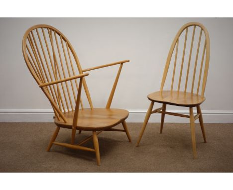 Ercol stick back armchair and an Ercol hoop and stick back dining chair (2)