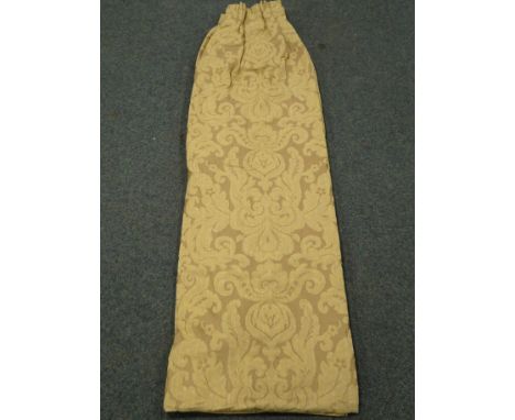 Pair lined beige curtains detailed with classical swags, W125cm, D205cm
