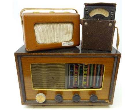 Pye Vintage radio, Roberts portable radio model R 300 and a Universal Avominor with brown leather case (3)