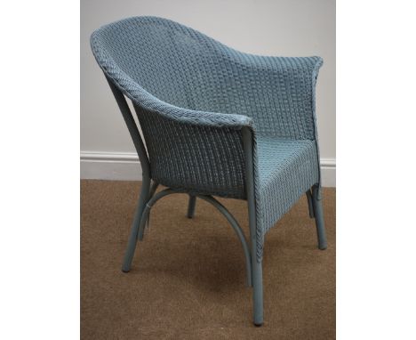 Lloyd Loom Lusty wicker chair, light blue finish, W67cm