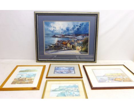 'Robin Hoods Bay', limited edition colour print No.35/850 signed by John Freeman (British 1942-), 'Whitby', three other print