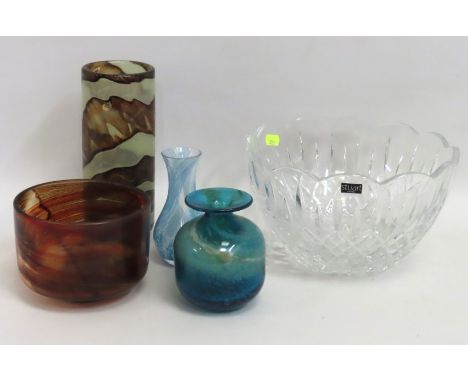 Three pieces of Medina glass, tallest 200mm, one Stuart crystal bowl with box & a small Caithness vase