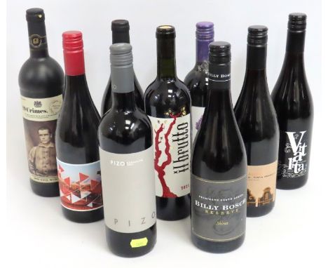 Nine bottles of red wine