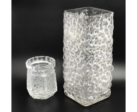 A large Dartington art glass vase by Rachael Woodman, 355mm tall, twinned with an antique Bohemian cut glass jar