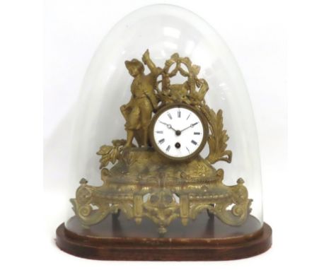 A Regency period mahogany cased twin fusee bracket clock with white enamelled dial, gilded hands & finials, inset to front wi
