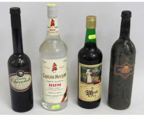 A one litre Captain Morgan rum twinned with other alcoholic beverages