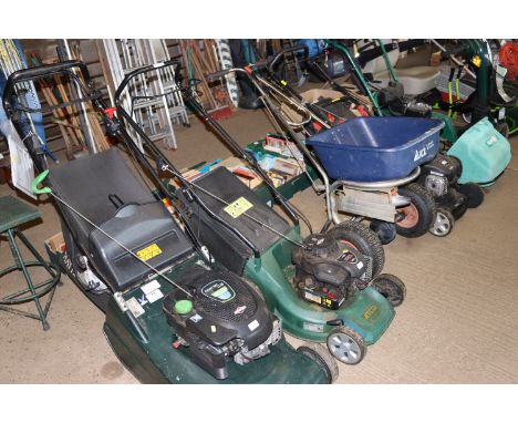 An Atco Quattro 15 rotary garden lawnmower with Briggs and Stratton 450 series engine