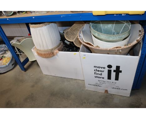 Two boxes of various light fittings and light shades