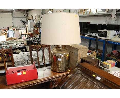 A mercury glass type table lamp and shade