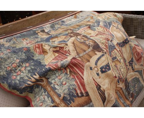 A MODERN TAPESTRY TITLED 'DAPART POUR LA CHASSE' 152 cm x 141cm 