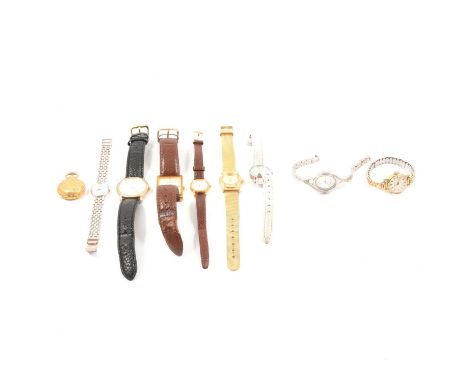 A collection of modern wristwatches, a gentleman's Tissot 1853 gold-plated watch, strap model, a gentleman's Aviatime quartz 