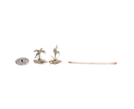 A silver bracelet, 11mm wide finely textured brick construction, 18.5cm long, London import mark for 1978; St Justin 55mm wid