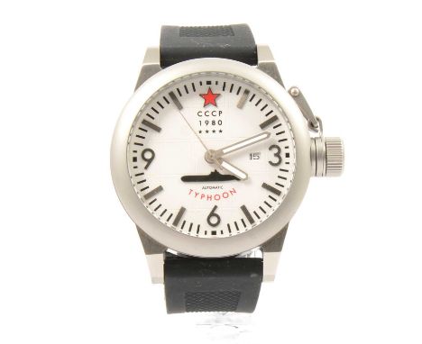 CCCP 1980 Typhoon - a gentleman's automatic wristwatch, 6139-0060T, 40mm circular white baton dial with arabic numerals at 3,