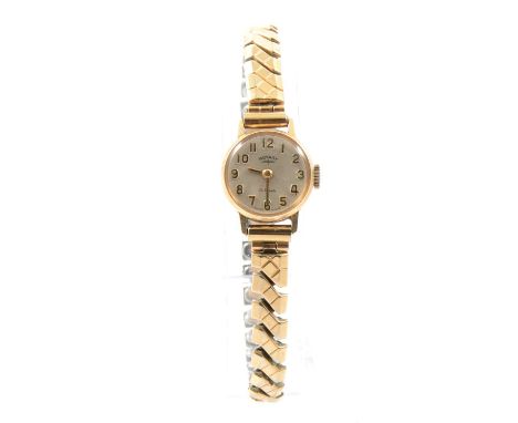 Garrard - a lady's 9 carat gold bracelet watch, circular silvered baton dial in 9 carat yellow gold 16mm case with presentati