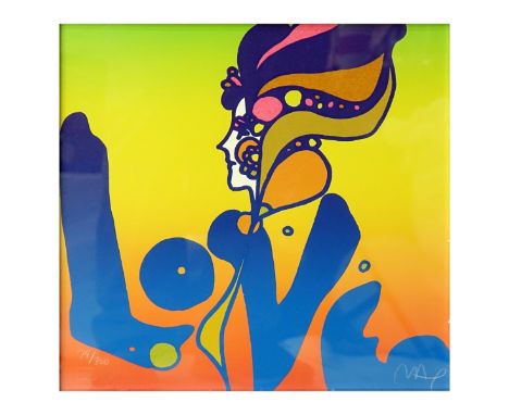 Peter Max, American (born 1937) Lithograph on Paper "Love" Signed and Numbered 79/300 on Lower Margin. Blind Stamps lower lef