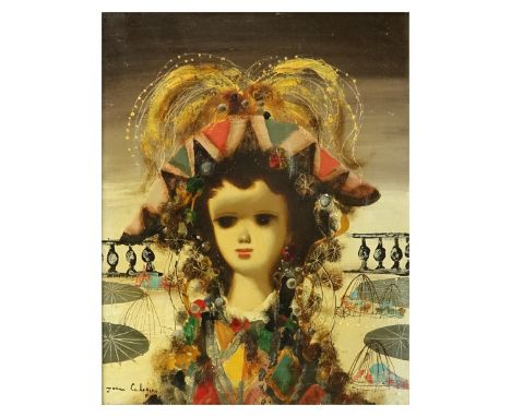 Jean Calogero, Italian (1922-2001) Oil on canvas "Portrait Of A Girl". Signed lower left. Measures 14" x 11", frame measures 
