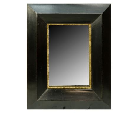 Vintage Dark Wood Mirror. Unsigned. Measures 26-1/4" x 21-1/4". Condition: Some wear and rubbing. Estimate: $100.00 - $200.00