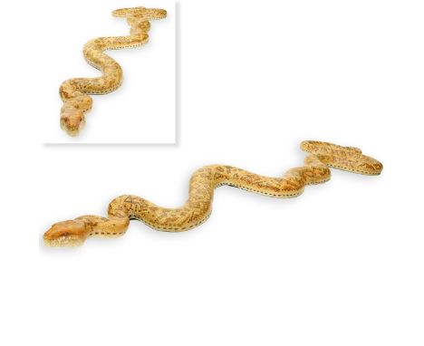 Large Vintage Hand Painted Composition Snake. Unsigned. Measures 8 feet long. Condition: Rubbing, typical nicks Estimate: $10