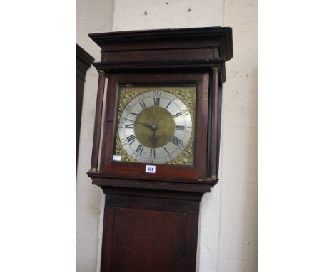 A 19th Century oak longcase clock with a brass dial and thirty hour movement 'Henry Deeme, Honiton' 197cm high