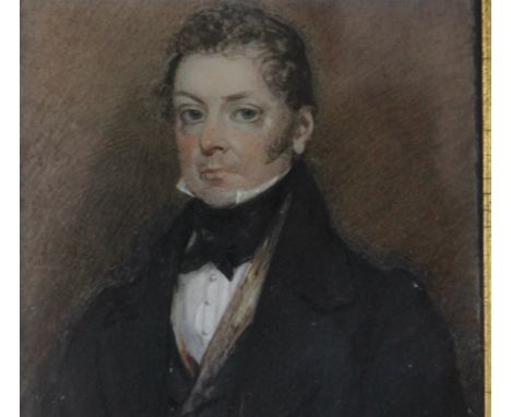 English School Half length portrait miniature on ivory11cm x 9cm 