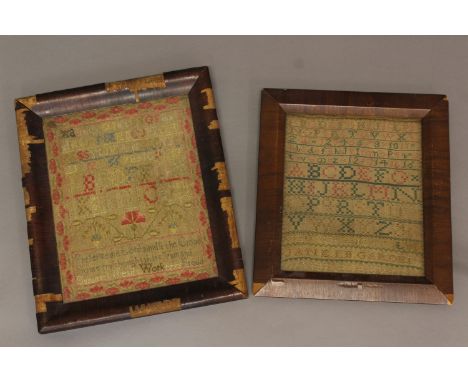 A GEORGE III SAMPLER, by Susannah Meads, dated 1775 and worked with letters, numbers and flowers above a Biblical passage, 28