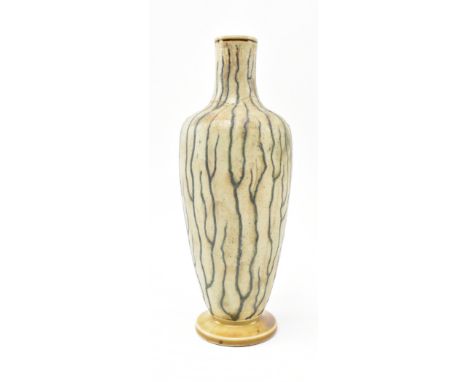 Martin Brothers - an early 20th century Edwardian 1903 salt-glazed stoneware vase. The baluster vase on mottled cream ground 