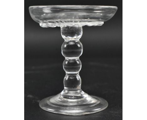 A George III late 18th century circa 1780 glass patch tazza stand. The tazza with low lip, ridged underside to the bowl on fo