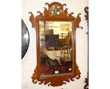 A circa 1900 mahogany Chippendale style fret cut rectangular wall mirror, 85 x 51.5cm 
