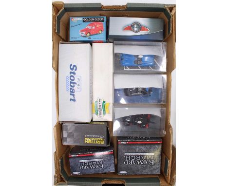 One tray containing a quantity of mixed diecast and white metal miniatures to include Corgi Golden Oldies, Corgi Ford March f
