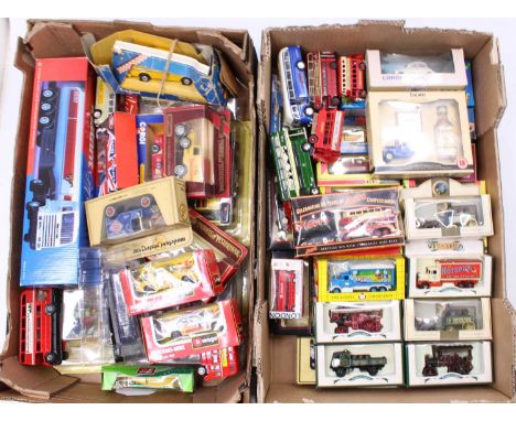 2 trays of mixed modern issue diecasts, with examples including a Corgi Toys Morris Minor Convertible, a Matchbox Models of Y