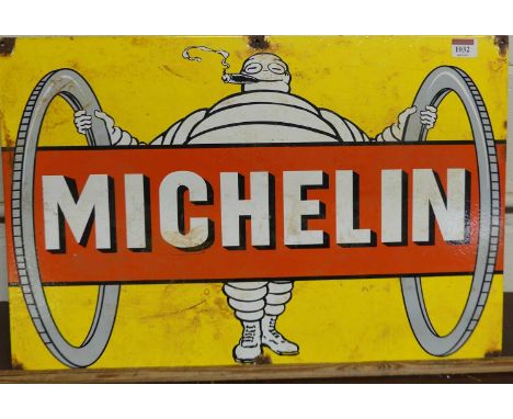 An enamel on metal advertising sign for Michelin Tyres, 40x60cm