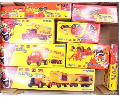 One tray containing a quantity of Corgi Pinder Jean Ricard circus diecast vehicles to include a Berliet GLR8 Canon truck, etc
