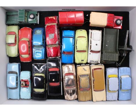 One tray of mixed vintage Corgi toy diecast vehicles to include a Jaguar 2.4L, a DinkyToys Triumph TR2, a Corgi Toys Citroen 