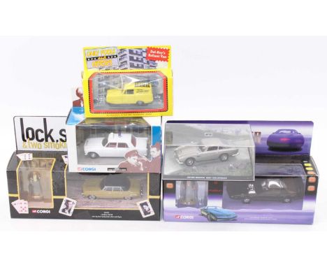 One box containing TV related diecast vehicles to include Corgi Knightrider gift set, a Corgi Lock Stock &amp; Two Smoking Ba