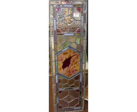 A Victorian stained glass lead light, 75 x 22.5cm 