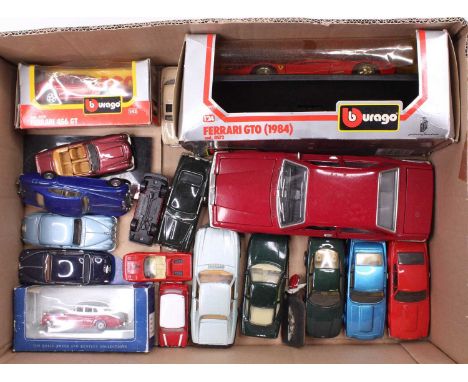 One box containing a quantity of mixed scale diecast and white metal vehicles to include a Western Models Aston Martin V8, a 