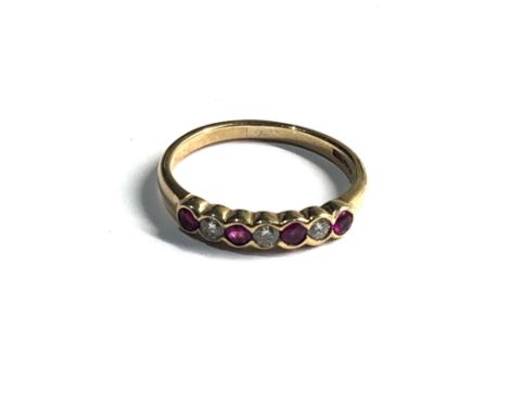 9ct gold ruby &amp; diamond ring weight 2.3g 