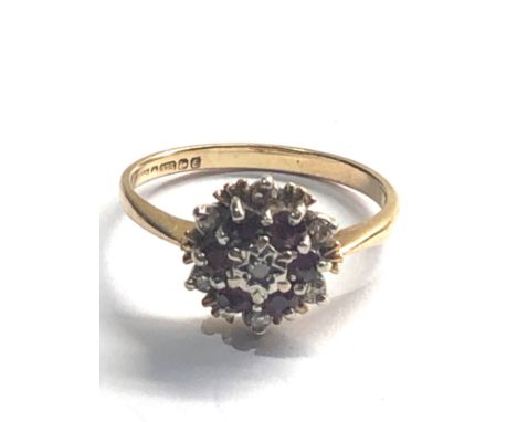 9ct gold ruby &amp; diamond ring weight 3.4 