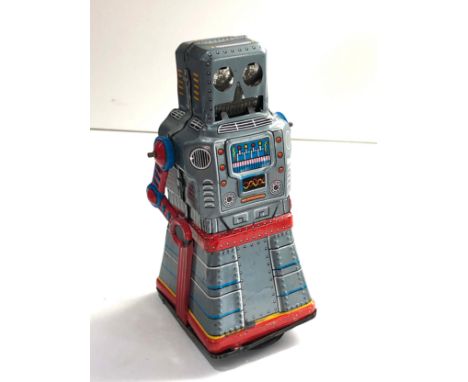 Vintage tin plate KO toys JAPAN Action Atom Robot friction windup tinplate please see details and condition does work when wo