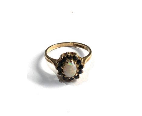 9ct gold opal &amp; sapphire ring weight 2.1 