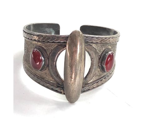 Vintage silver &amp; stone set cuff bangle weight 58g 