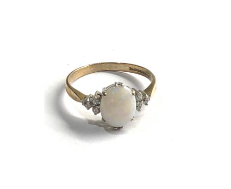 9ct gold vintage opal &amp; diamond dress ring (1.9g) 